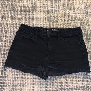 Black denim shorts
